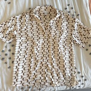 House of Harlow 1960 Brown and White Button Down Shirt